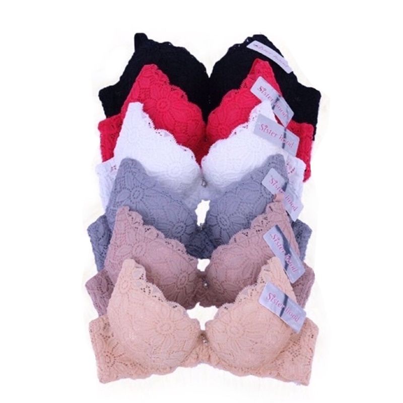 sisterhood รุ่น 2116 ฟองน้ำ2 ก้อน(หนา 2 cm)บราลูกไม้ มีโครง คัพ B