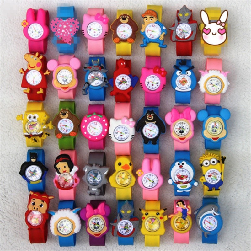 นาฬิกาข้อมืออิเล็กทรอนิกส์ สายซิลิโคน ลายการ์ตูน Hello Kitty Mickey Mouse Spiderman Peppa Pig สําหรับเด็กผู้ชาย และเด็กผู้หญิง