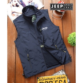 JEEP SPIRIT 1941 ESTD เสื้อกั๊กแจ็กเก็ตลําลอง ผ้าตาข่าย ทรงหลวม พลัสไซซ์ สําหรับผู้ชาย