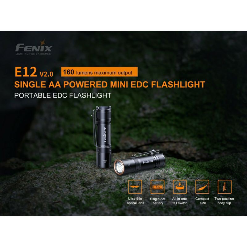 ไฟฉาย Fenix E12 V2.0 ใช้แบต AA×1 ก้อน 160lm สินค้ารับประกัน 3 ปี