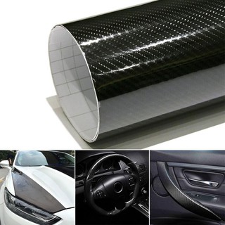 🚘Ready Stock🚘1m/2m/3m/4m/ * 50cm 5D Gloss Car Carbon Fiber Vinyl Wrap Sticker Film Roll Air Free