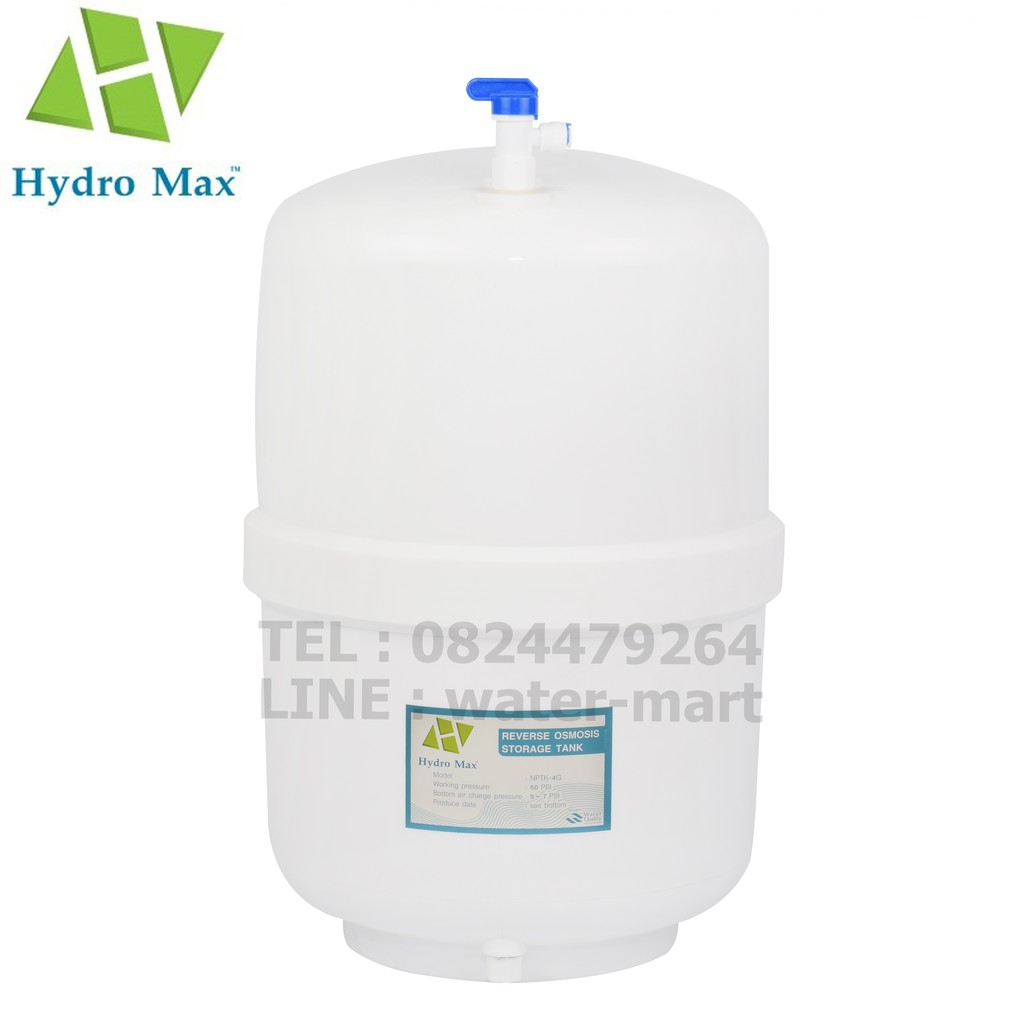 ็HydroMax ถังเก็บน้ำ แท็งค์เก็บน้ำพลาสติกไฟเบอร์สำหรับเครื่องกรองน้ำระบบ RO ความจุ 16 ลิตร