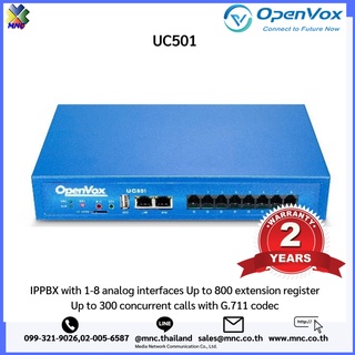 ตู้สาขาโทรศัพท์ IP PBX ยี่ห้อ OpenVox รุ่น UC501 รองรับ SIP 800 Extensions