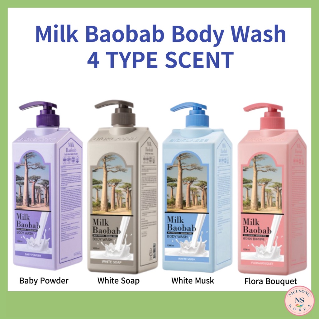 [Milk Baobab] เจลอาบน้ํา กลิ่นมิลค์บาโอบับ ขนาด 1000 มล. 500 มล. 4 แบบ จากเกาหลี