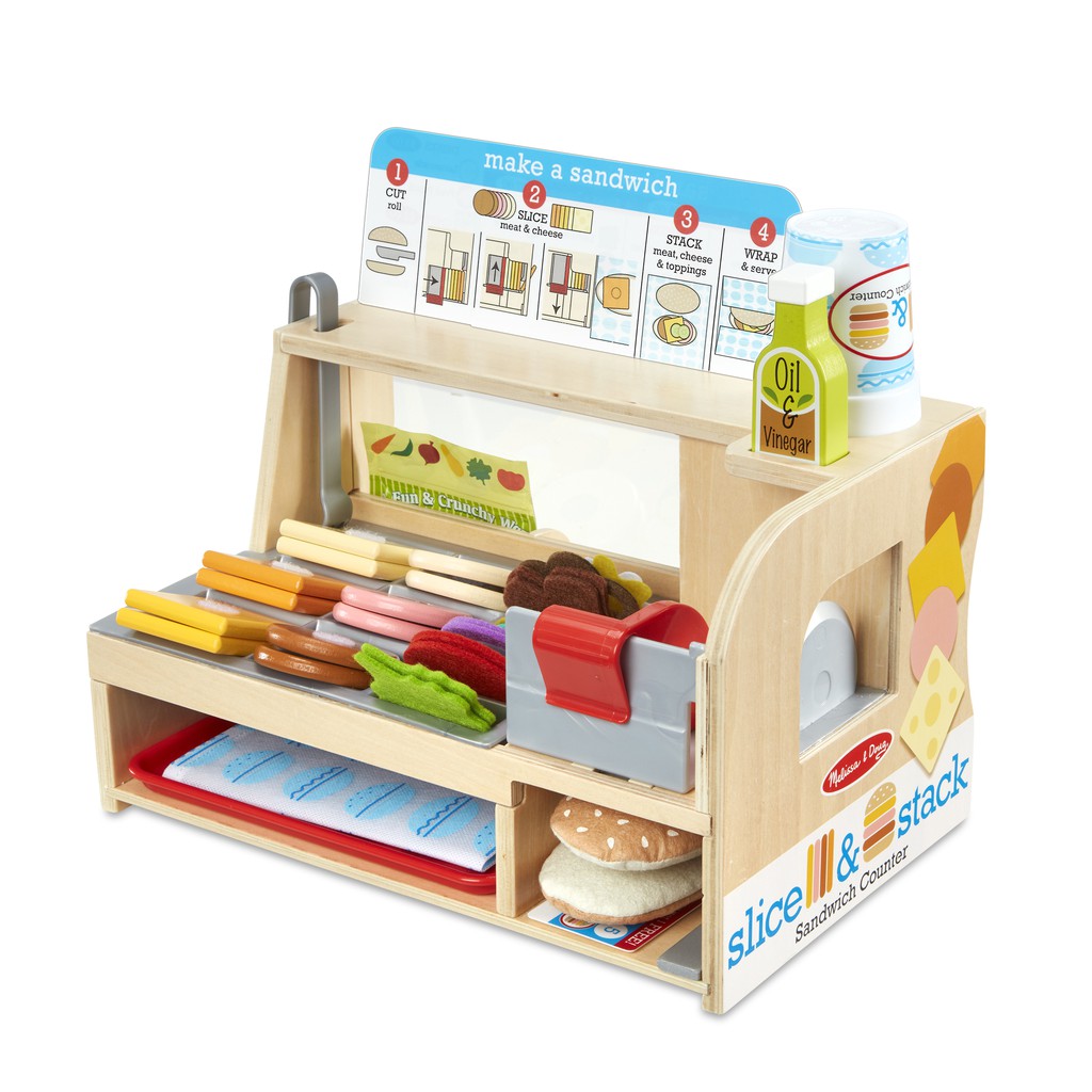 Melissa & Doug - รุ่น 31650 Slice & Stack Sandwich Counter ชุดเค้าเตอร์แซนวิช อย่างดี ทนทาน ปลอดภัย