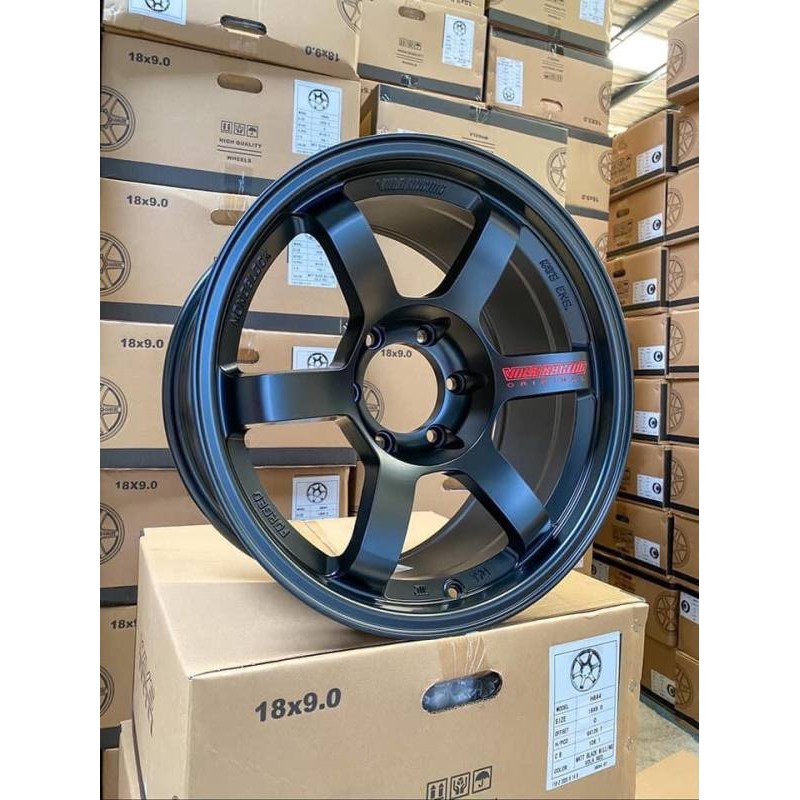 ล้อแม็กใหม่ TE37 SUV หยอดแดงก้านยก งาน Kays  สีดำด้าน ขอบ18 - ( 18 x 6 รู ) หน้ากว้าง 9 x 9 -  OFF0