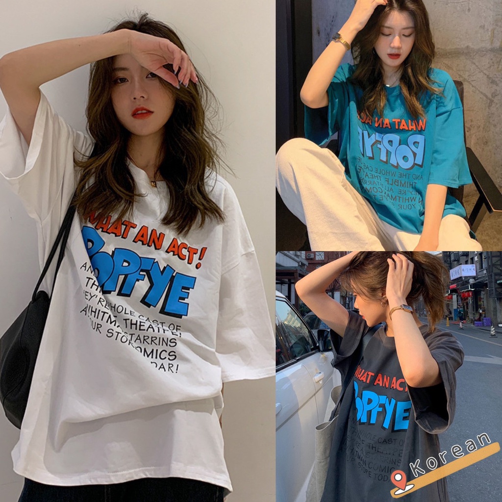 Korean เสื้อยืด💕Popfye💕 สไตส์เกาหลี ตัวใหญ่ เสื้อยืดงานดี เนื้อผ้าดี ลายสกีน E800