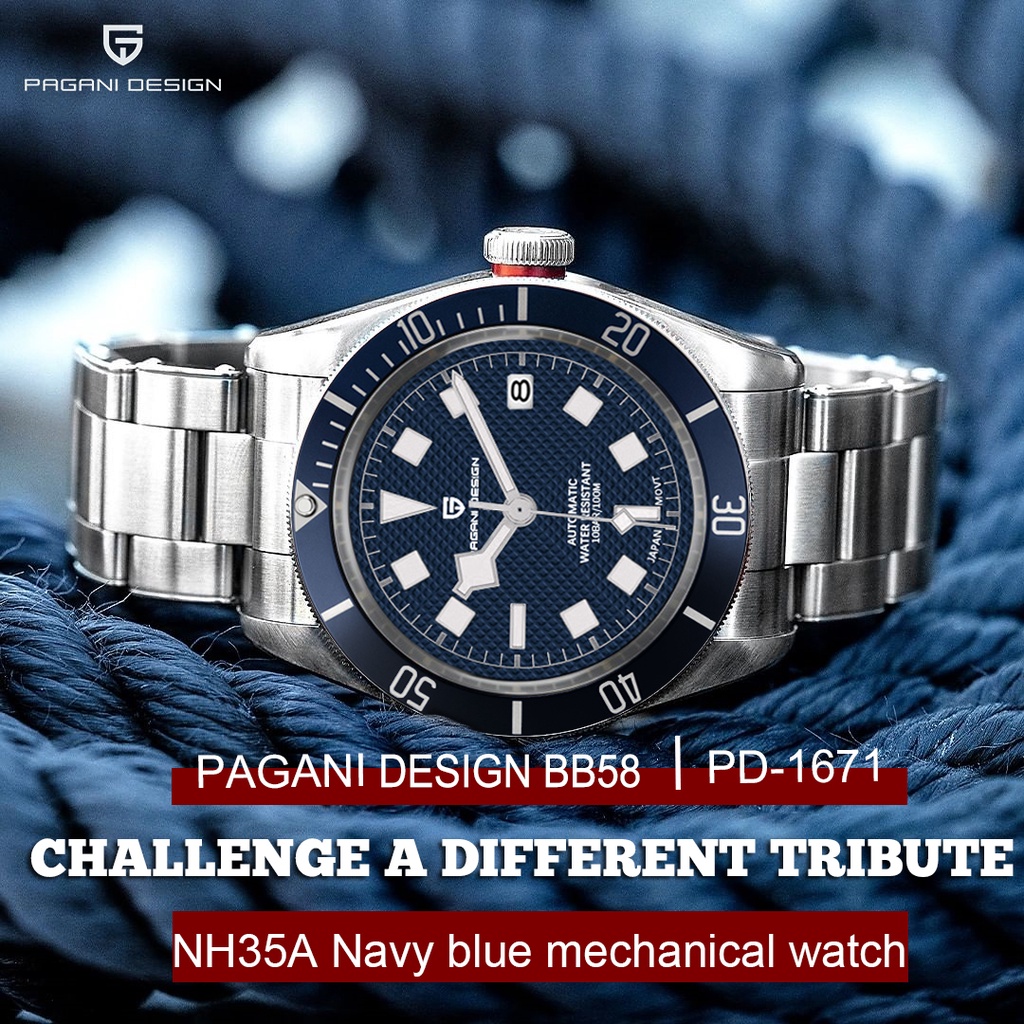 2024 ใหม่ PAGANI DESIGN ต้นฉบับ BB58 ผู้ชายนาฬิกาผู้ชายหรูหราอัตโนมัตินาฬิกาผู้ชาย NH35 100M กันน้ํา