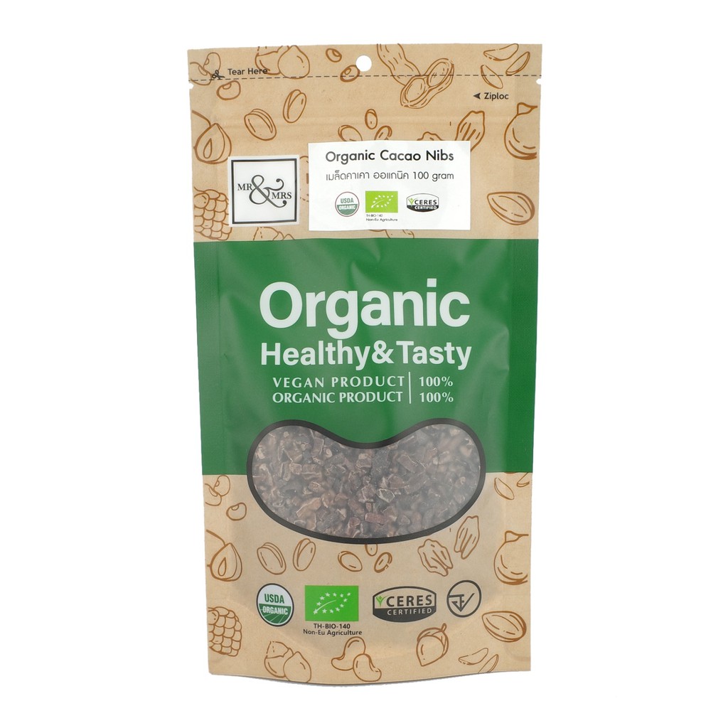 เมล็ดคาเคานิปออร์แกนิค (100g)/Mr.&Mrs.Cacao Nibs (100g)