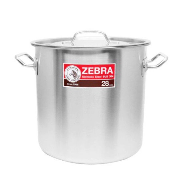 ZEBRA หม้อสตูว์ CHEFFY ขนาด 28X28 ซม.หม้อสแตนเลส พร้อมฝา ความจุ17.2 ลิตร ผลิตจากสแตนเลสคุณภาพดี ใช้ง