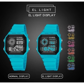 SYNOKE นาฬิกาข้อมือผู้ชายแฟชั่นกันน้ำเรืองแสง LED นาฬิกาสปอร์ตอิเล็กทรอนิกส์ดิจิตอล
