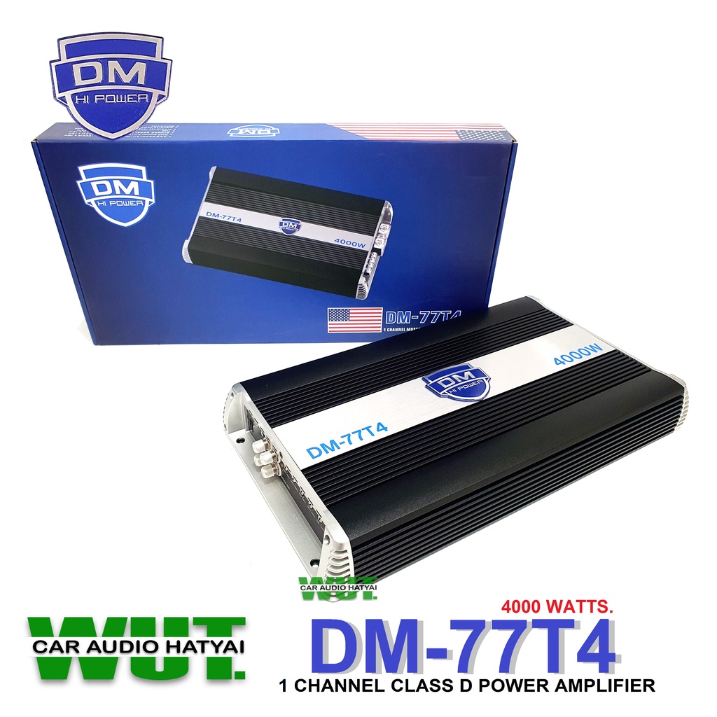 DM รุ่น DM-77T4 เพาเวอร์แอมป์ขับดอกลำโพงซับเบส/ซับวูฟเฟอร์ คลาสดี/ClassD 1Ch แอมป์รถยนต์ เครื่องเสีย