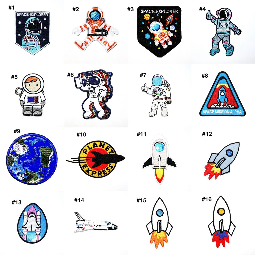 ตัวรีดนักบินอวกาศ ยานอวกาศ Astronauts Space Rocket Patch งานปัก DIY ตัวรีดติดเสื้อ ตัวรีด อาร์ม ลาย 