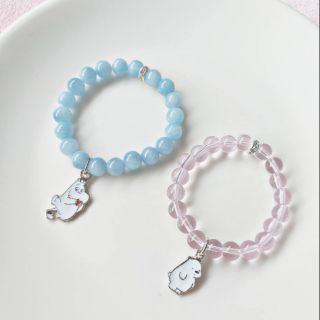 pink crystal quartz × icebear | 
blue agate × moomin กำไล​หิน​แท้​ธรรมชาติ​ หินควอตซ์ หินอะเกต หินนำโชค หินมงคล มูมิน