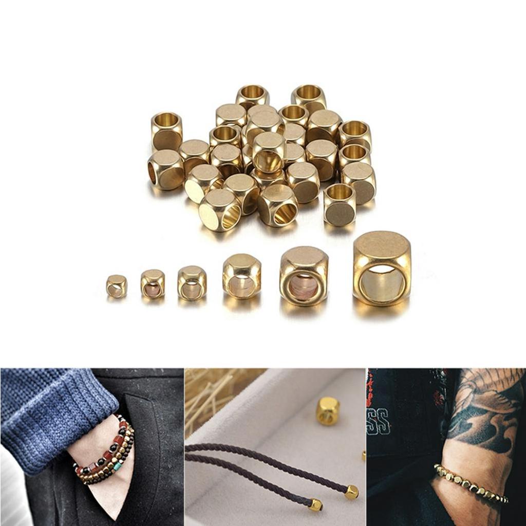 ลูกปัดสแควร์ สต๊อปเปอร์ ตัวปิดปม ลูกปัดอัดตัวแยกลูกปัด ลูกปัดทองแดงDIY สร้อยข้อมือลูกปัดเครื่องประดั