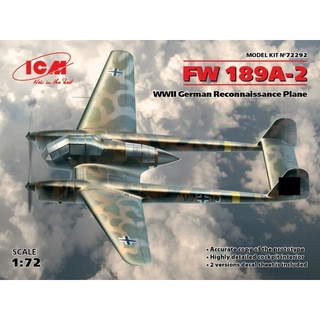 โมเดลเครื่องบิน ICM Model ขนาด 1/72 ICM72292 FW 189A-2, WWII German Reconnaissance Plane