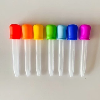 Lalemon dropper ดรอปเปอร์ เซ็ท 7 ชิ้น สีเรนโบว์ หลอดหยดสี หลอดหยดยา 5 ml.