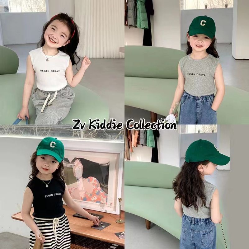 Kids FASHION เสื้อกล้ามปักลายแขนกุด-GC315