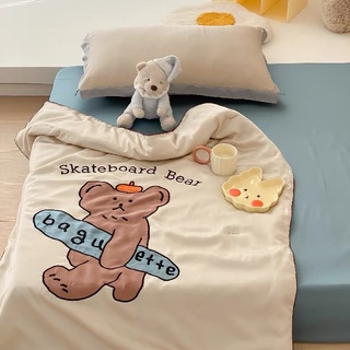 🧸ผ้าห่มลายหมี skateboard bear ผ้าห่มสำเร็จรูป ผ้าห่มฤดูร้อน ผ้าห่มลายหมี🛌