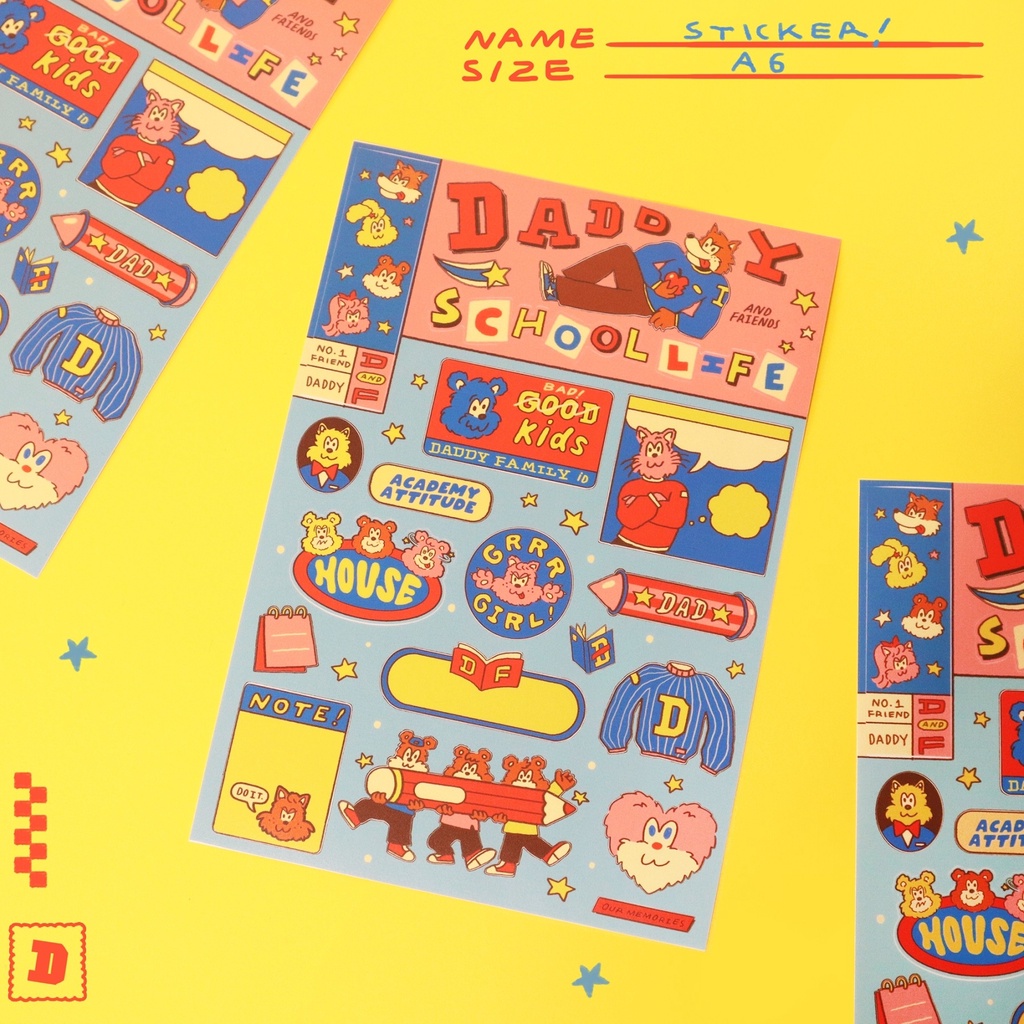 DADDY | Daddy & Friend Sticker A5 ลายน้องหมา น้องแมว และผองเพื่อน สุดน่ารัก