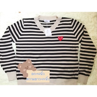 เสื้อแขนยาวทอลายปักหัวใจสีแดง