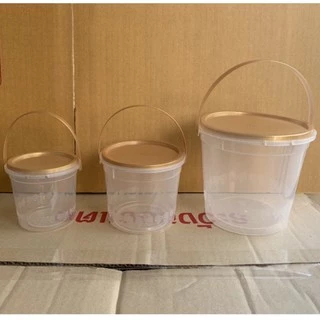 (แพค20ใบ)ถังกลมใส่ขนม กระปุกใส่ขนม ฝาเซฟตี้ซีล ถังมีหู ฝาทอง 280ml 450 ml และ 1000 ml