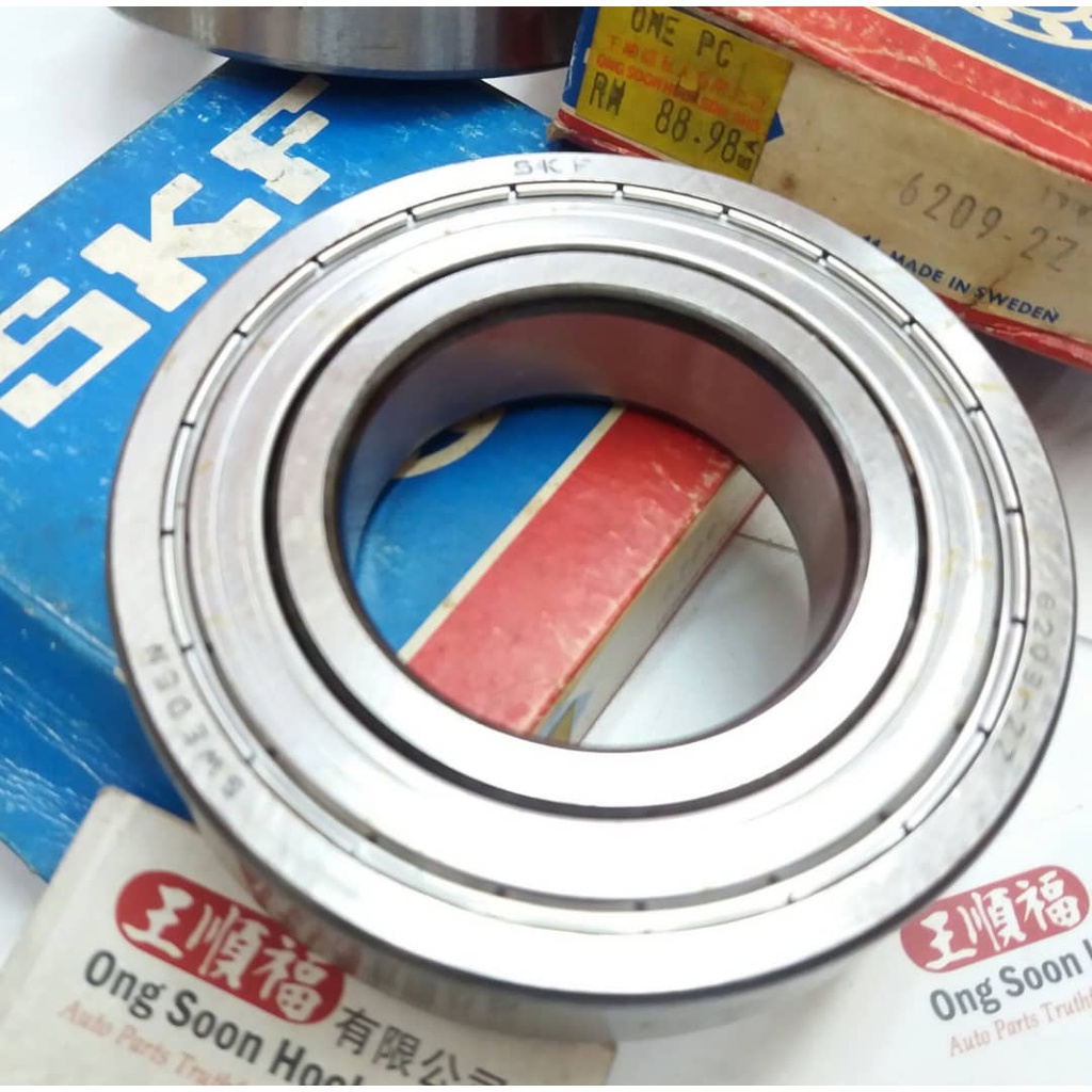 6209 ZZ Bearing SKF 45X85X19mm ซีลโลหะผลิตในสวีเดน