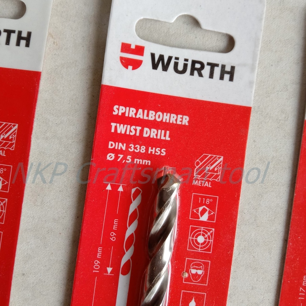 ดอกสว่านเจาะเหล็ก WURTH SPIRALBOHRER TWIST DRILL DIN338 HSS ขนาด 4MM-10MM ของแท้ - รูปที่ 7