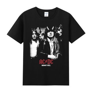 เสื้อยืดสีขาว✣Cotton Crew Neck Men s T-Shirt Short Sleeve Half Summer Teen Clothes Classic Rock Metal Band ACDCS-4XL