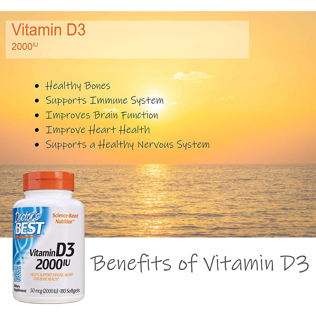 วิตามินดีสาม Vitamin D3 2,000 IU 180 Softgels (Doctor's Best®) - รูปที่ 5