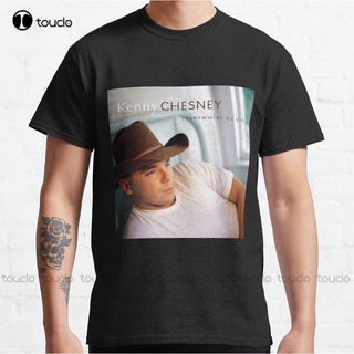 ROUND คอลูกเรือเสื้อยืด ผ้าฝ้าย ระบายอากาศได้ดี ลาย Kenny Chesney Everywhere We Go สไตล์ฮาราจูกุ แฟชั่นเรโทร สําหรับผู้ช