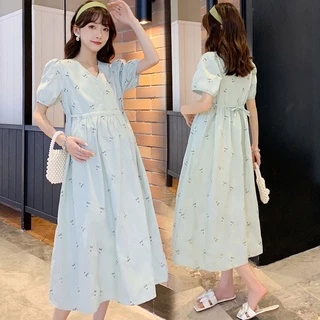 แฟชั่นสตรีตั้งครรภ์ เดรสยาวกระโปรงพองทรงหลวม ชุดเดรสคลุมท้องน่ารักๆใส่สบาย เดรสคนอวบใส่ได้ยืดสบายพร้อมส่ง