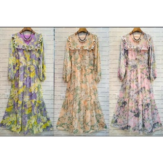 เดรสชีฟองยาวแขนยาว​ สาวอวบ​ 100โลใส่ได้ค่ะ