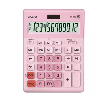 Casio Calculator เครื่องคิดเลข รุ่น GR-12C 3สี GR-12C-LB สีฟ้าอ่อน GR-12C-WR GR-12C-PK ชมพู ของใหม่ ของแท้100% ประกัน2ปี