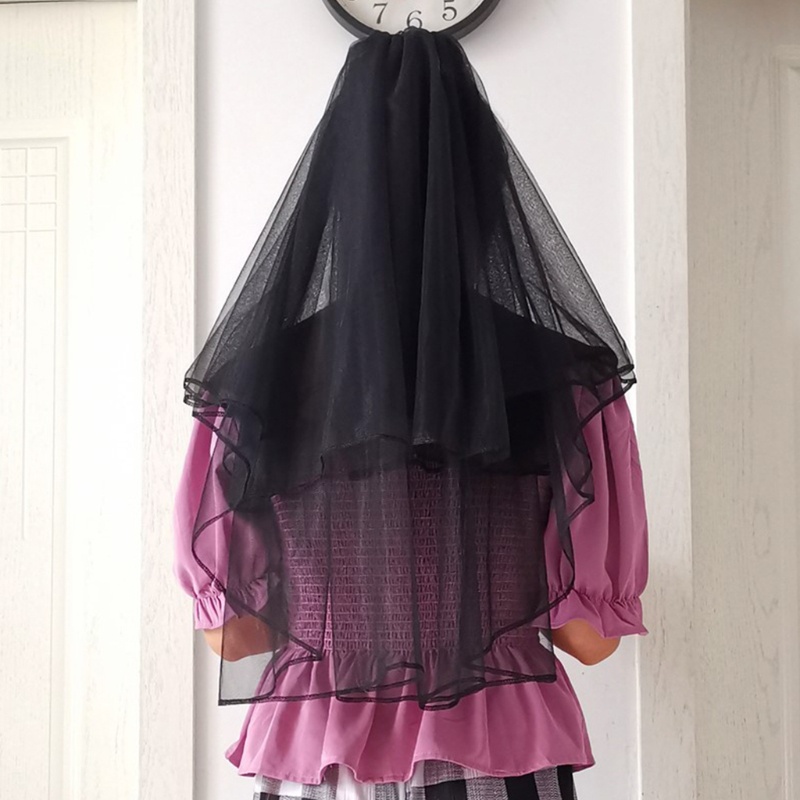 ตาข่าย Headpiece สีดำพร้อม Tulle Veil สําหรับปาร์ตี้ฮาโลวีนและงานเฉลิมฉลอง