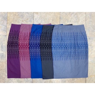 กระโปรง ลายไทย ผ้ายืด ไซร S M L XL ยาว22นิ้ว