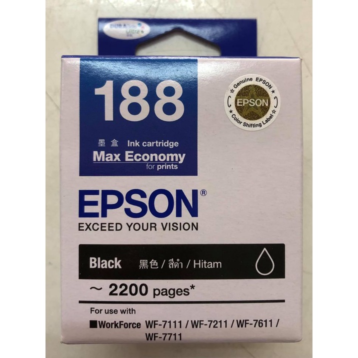 Epson 188 BK (T188190) หมึกพิมพ์อิงค์เจ็ต สีดำ ของแท้ Black Original Ink