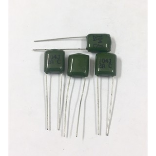 10ชิ้น 0.1UF 100V 104J 104PF 100NF J=ค่าความผิดพลาด+-5% ไมล่า คาปาซิเตอร์ capacitor ตัวเก็บประจุ