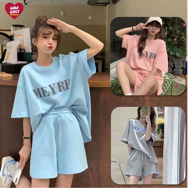 พร้อมส่ง​​ชุดเซ็ท เสื้อแขนสั้น+กางเกงขาสั้น ผ้านิ่มลื่นใส่สบายมากชิวๆผ้านิ่มใส่สบาย