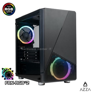 (iHaveKom) AZZA Micro ATX Mid Tower Tempered Glass NOIR 130 with 12cm ARGB Fan x 2 – Black