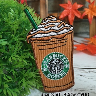 กาแฟ เครื่องดื่ม ตัวรีดติดเสื้อ อาร์มรีด อาร์มปัก ตกแต่งเสื้อผ้า หมวก กระเป๋า แจ๊คเก็ตยีนส์ Food, Drink Embroidered I...