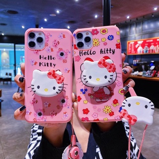 เคสโทรศัพท์มือถือลายการ์ตูน Hello Kitty พร้อมสายคล้องสําหรับ Samsung Galaxy A11 M11 A12 M12 F12 A02 M02 A02S A22 4G A22 5G A32 4G A52 A72