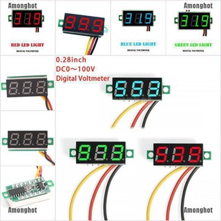 Amonghot DC 0-100 V LED 3-Digital มินิโวลต์มิเตอร์มิเตอร์มิเตอร์จอแสดงผลแรงดันไฟฟ้าแผง