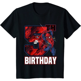 【💘💘】เสื้อยืด ผ้าฝ้ายแท้ ระบายอากาศได้ดี พิมพ์ลาย Marvel Spider-Man Web Swing 5th Birthday คุณภาพสูง