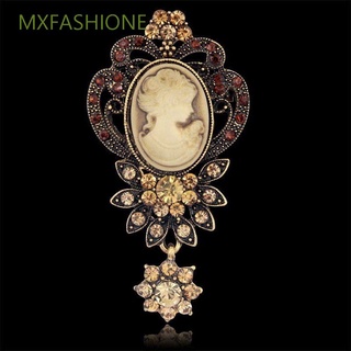 MXFASHIONE 1PC Christmas Gift Gold Silver Color Fashion Accessories Brooch Pin Cameo Elegant Queen Boutonniere Rhinestone Vintage Jewelry/Multicolor