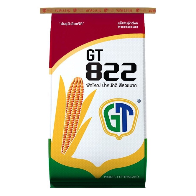 เมล็ดข้าวโพด 🌽 GT 822 (จีที 822) 🌽 (10 กก.) ทนเชื้อรา ทนฝักเน่า สีสวยมาก ปล่อยแห้งคาต้นได้ยืนต้นนาน