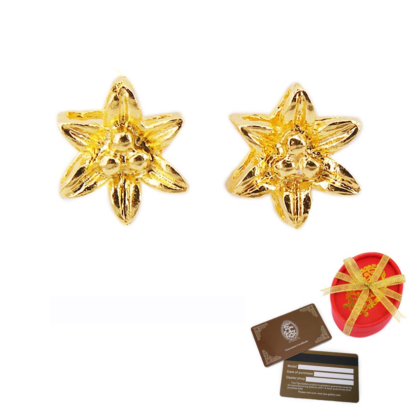 Tips Gallery ต่างหู Exotic Orchids Design เงิน 925 หุ้ม ทองคำ 24K  TES114 พร้อมกล่องแพคกิ้งสวยหรูและ