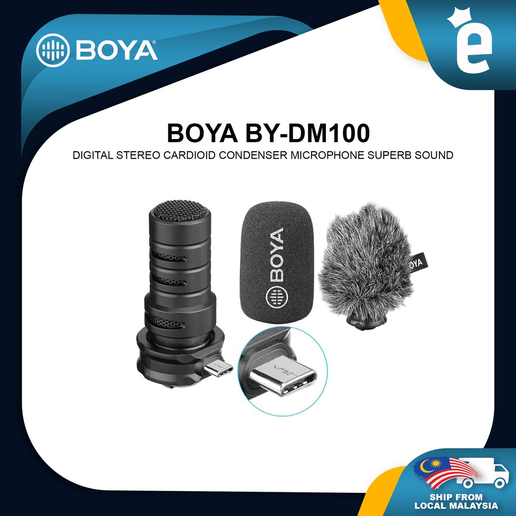 Boya BY-DM100 ไมโครโฟนคอนเดนเซอร์สเตอริโอดิจิตอล สําหรับ Android USB Type-C
