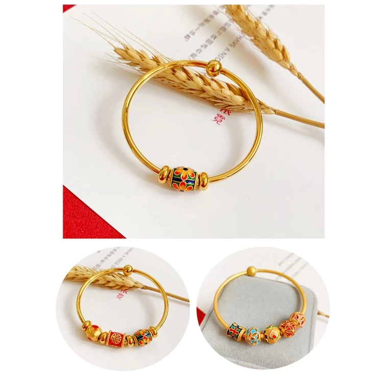 ลูกปัดสไตล์จีนชุบทองสำหรับทำเครื่องประดับสร้อยข้อมือ DIY thumbnail 8