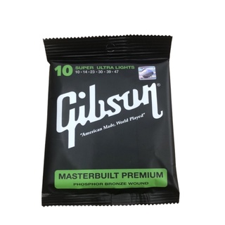 สายกีต้าร์ โปร่ง Gibson กิ๊บสัน สายโปร่ง 0.10 ครบทั้ง 6 สาย จำนวน 1 ชุด